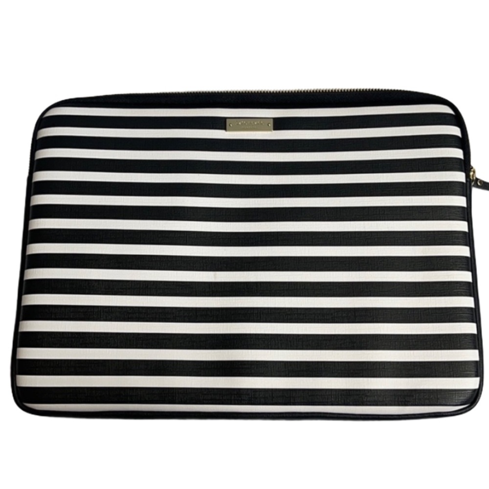 Kate Spade - black & white striped laptop case